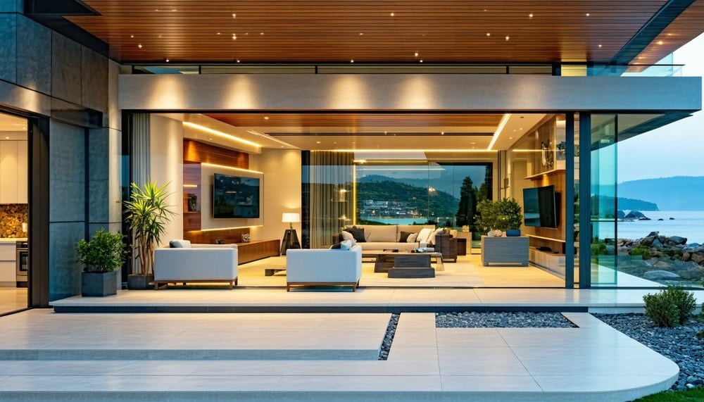Modern real estate properties with marketing and design elements Modern real estate properties with marketing and design elements